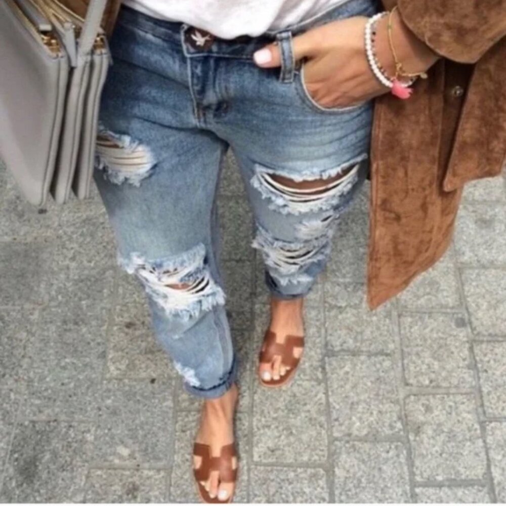 ONE TEASPOON Awesome Baggies Distressed Low Rise Jeans Size 25